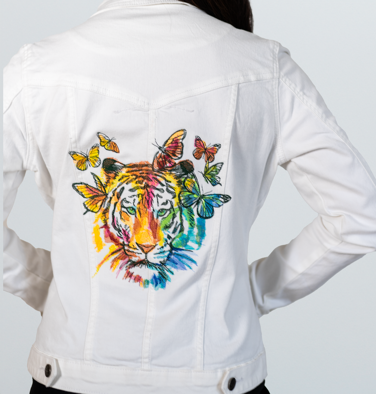 Butterfly Dream Tiger Ladies' Denim Jacket