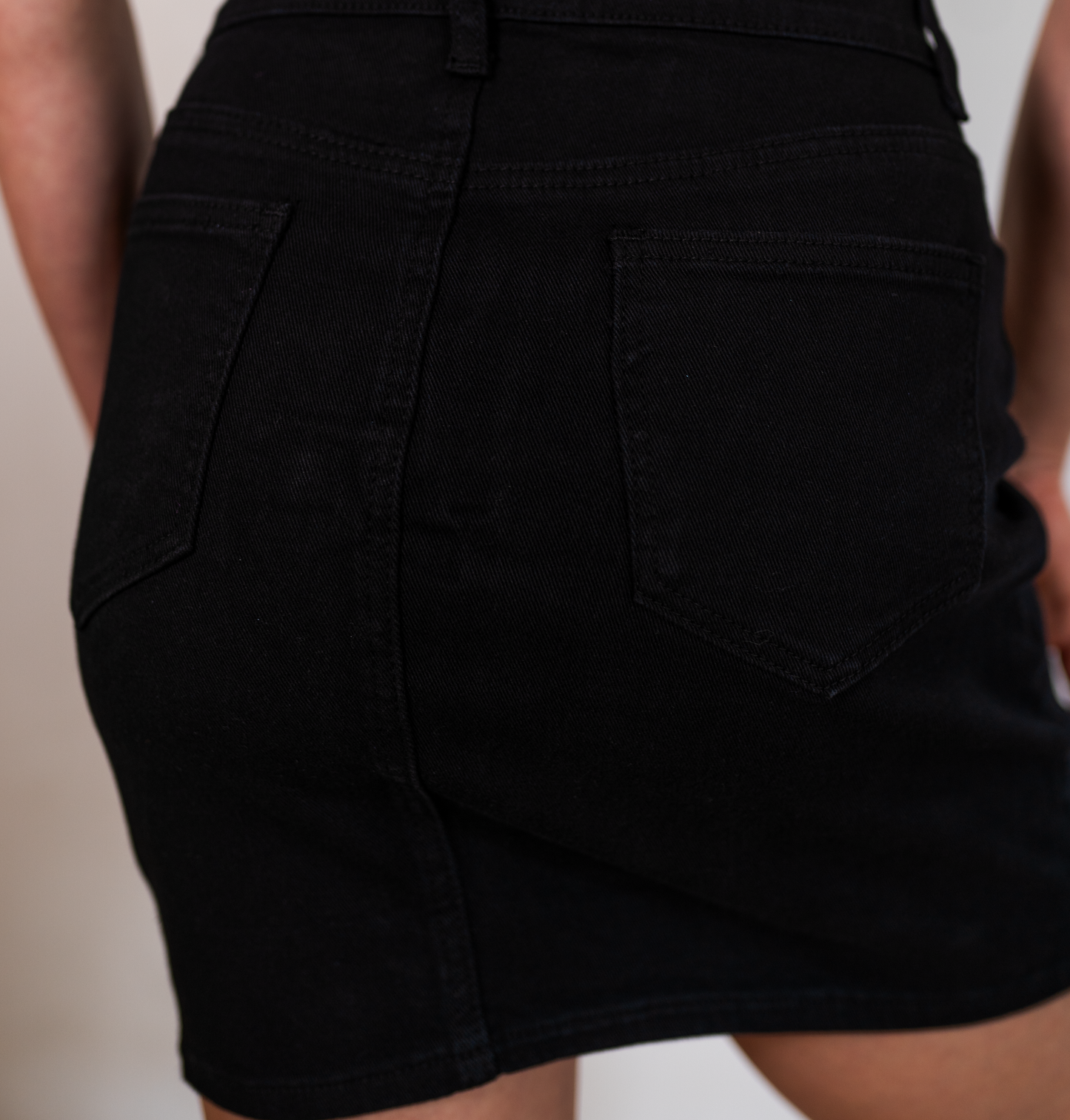 Rose Bouquet Black Denim Mini Skirt