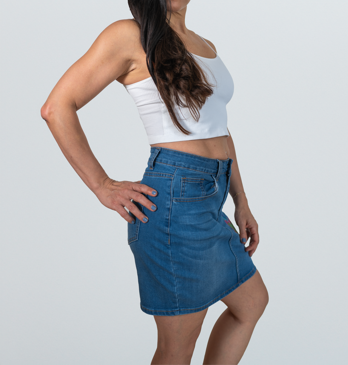 Spectrum Butterfly Light Blue Denim Mini Skirt