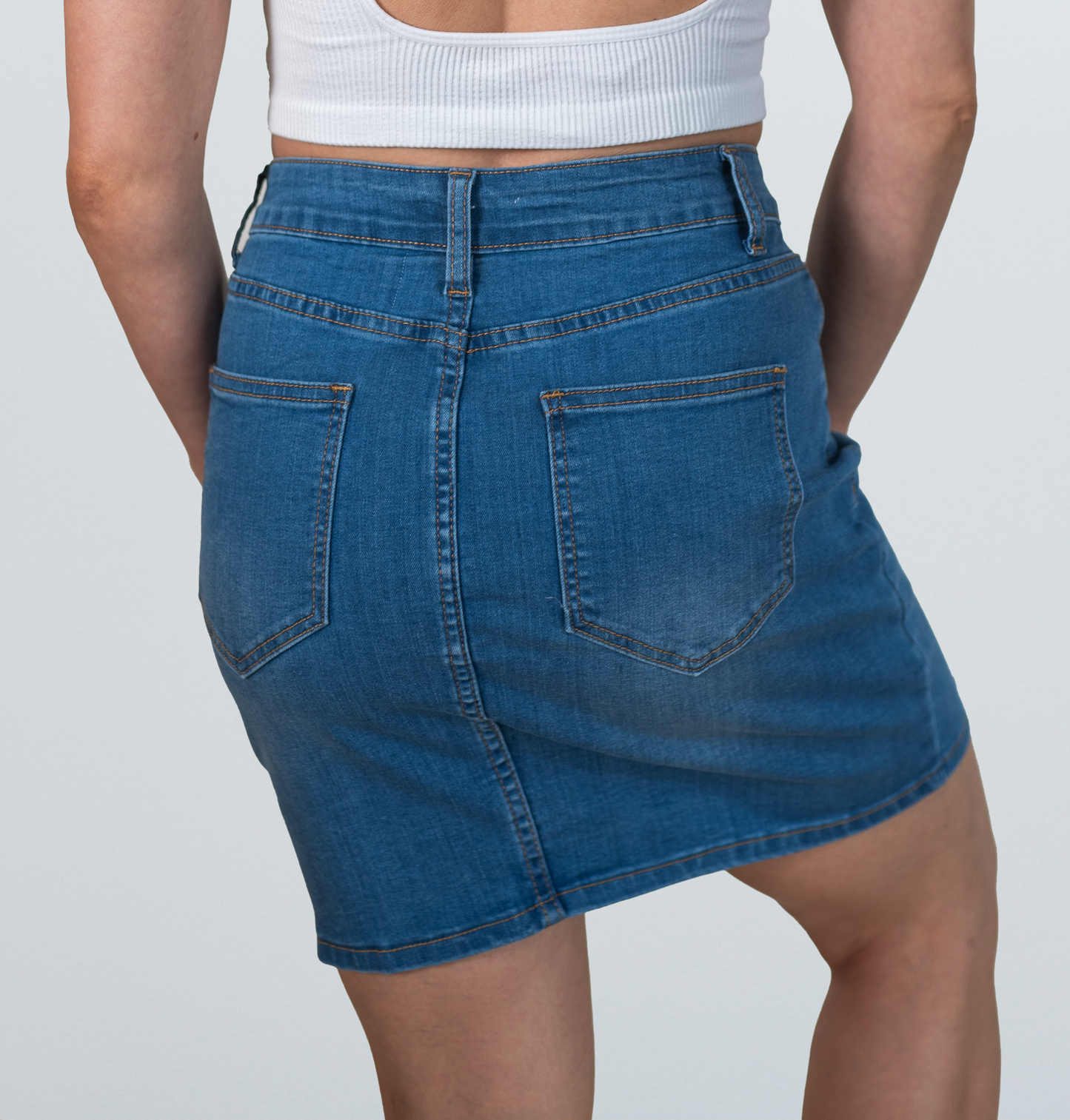 Spectrum Butterfly Light Blue Denim Mini Skirt