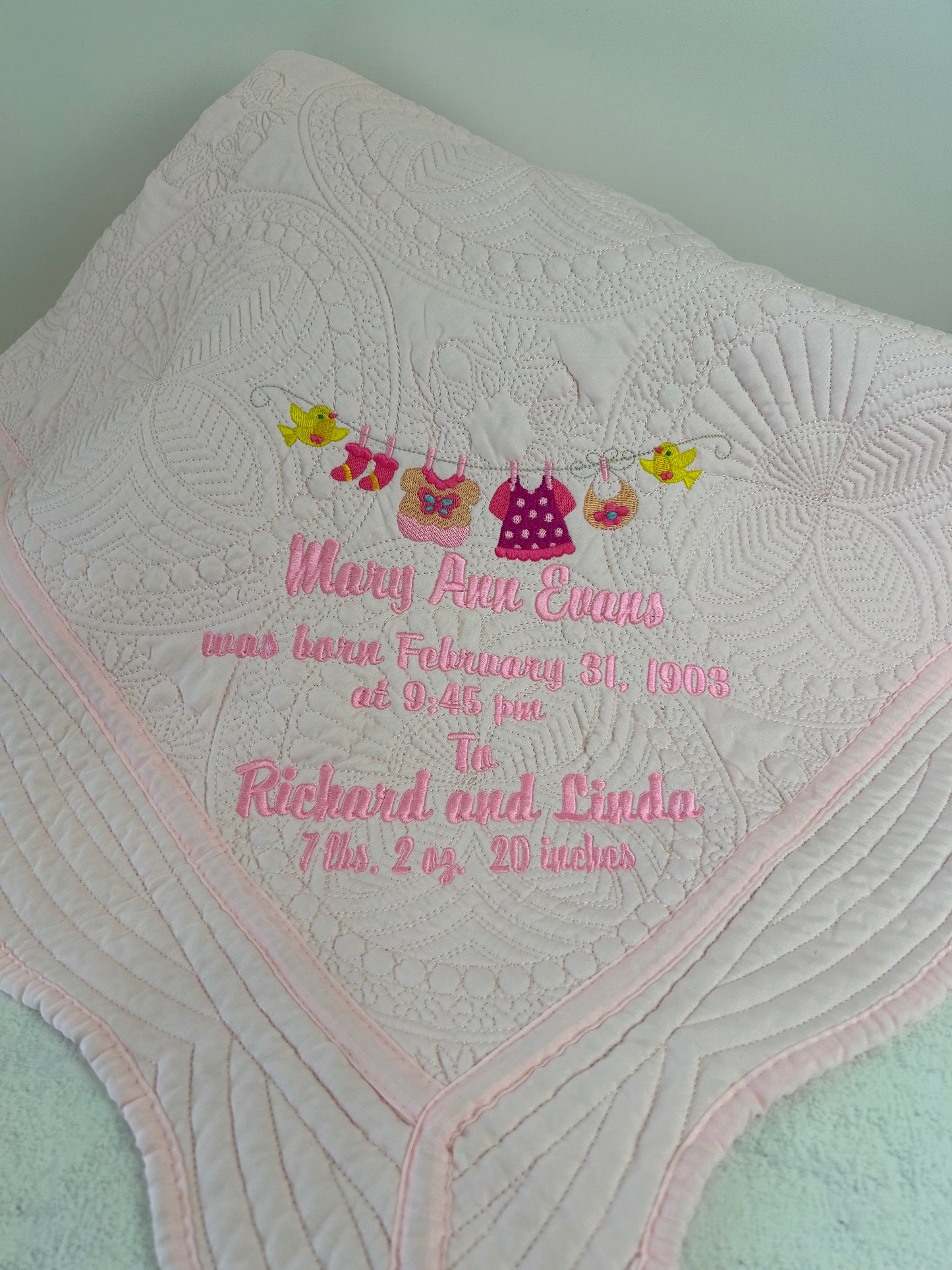 Baby Blanket Pink Baby Clothesline
