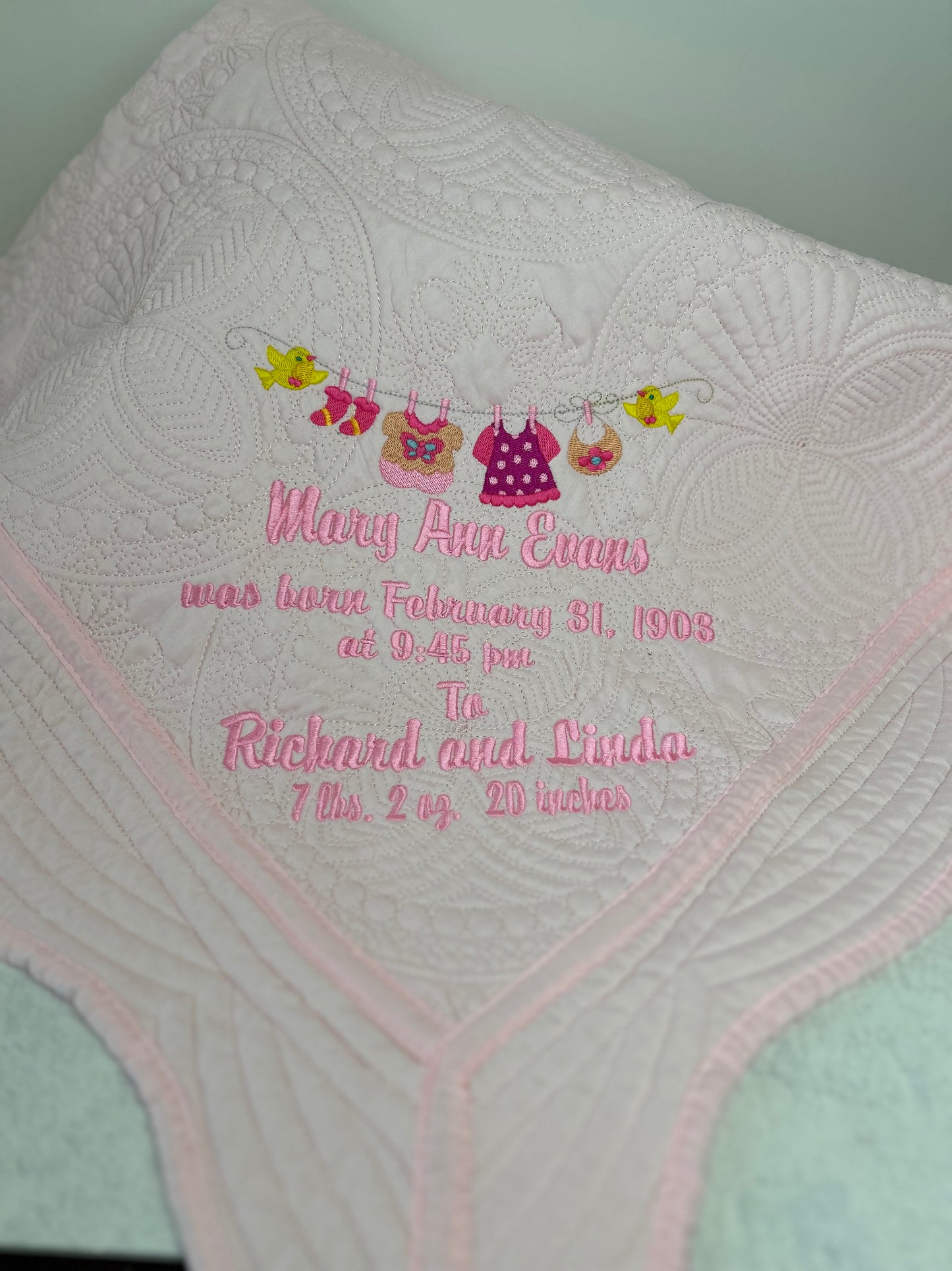 Baby Blanket Pink Baby Clothesline