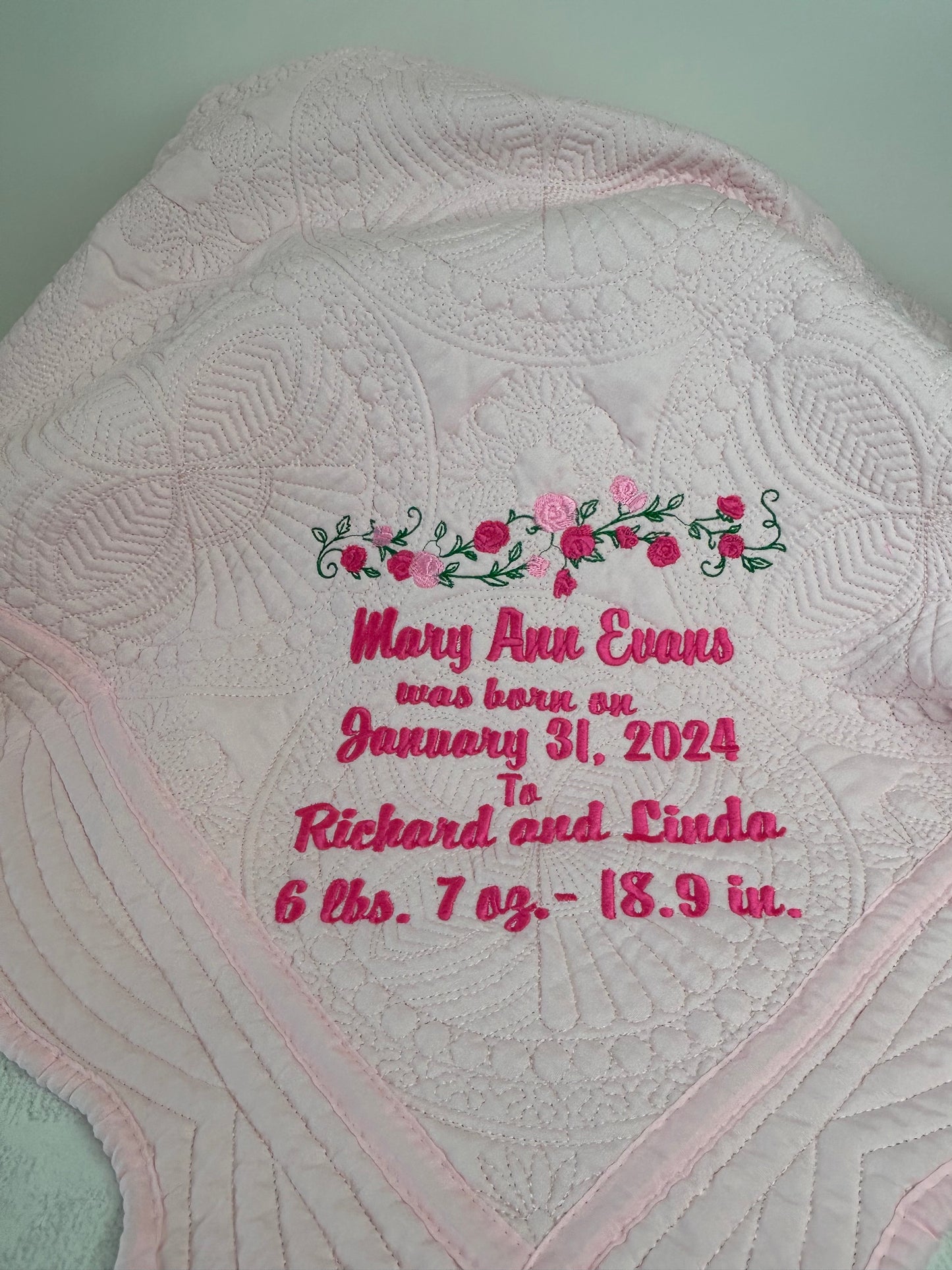 Baby Blanket Pink Roses