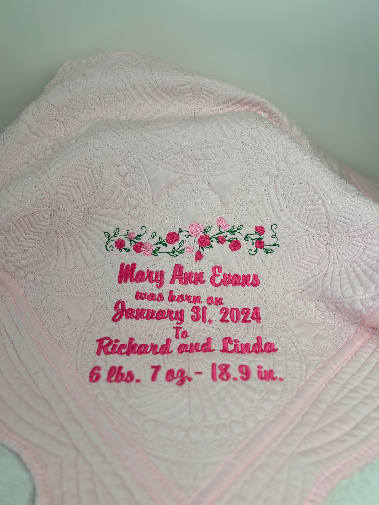 Baby Blanket Pink Roses