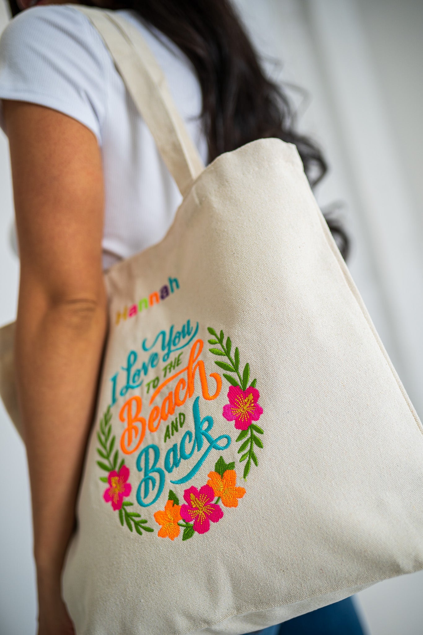 I Love You To The Beach and Back White Medium Canvas Tote Bag