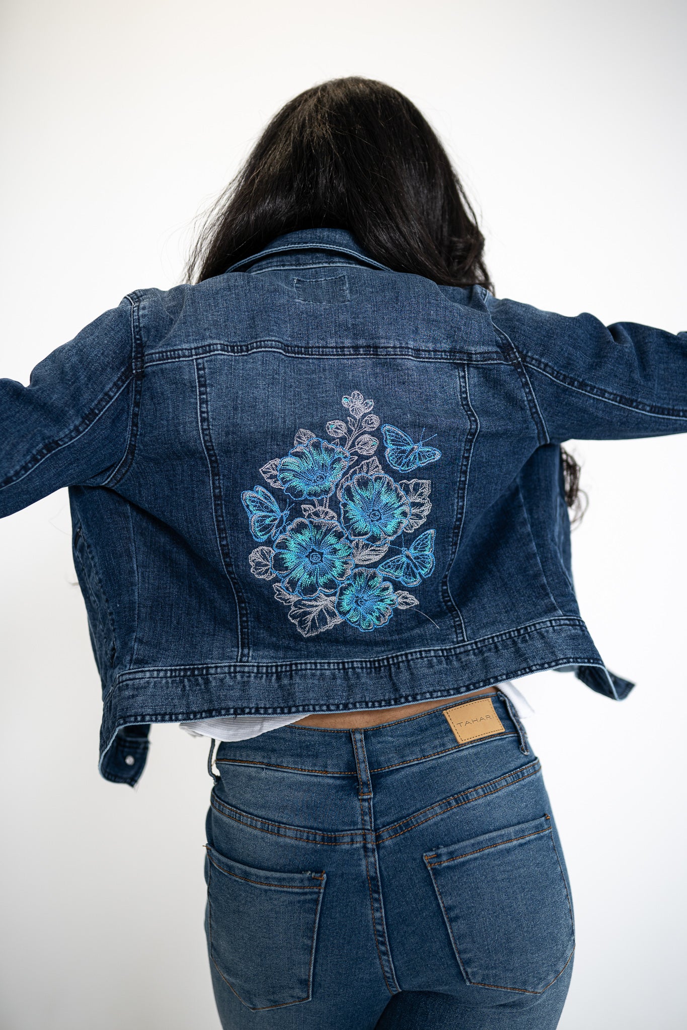Lovely Hollyhock Bouquet and Flowers Ladies' Denim Jacket by Celebrity Pink