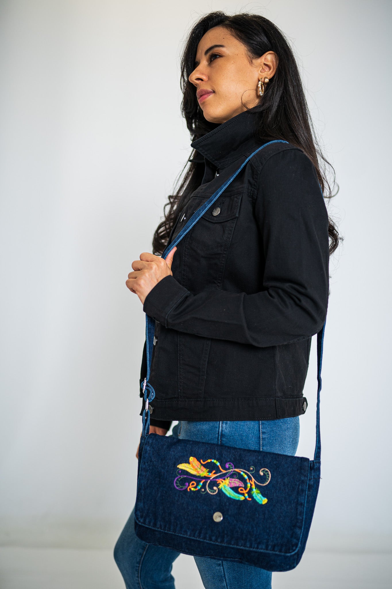 Dream Catcher Potpourri Dark Blue Denim Flap Purse