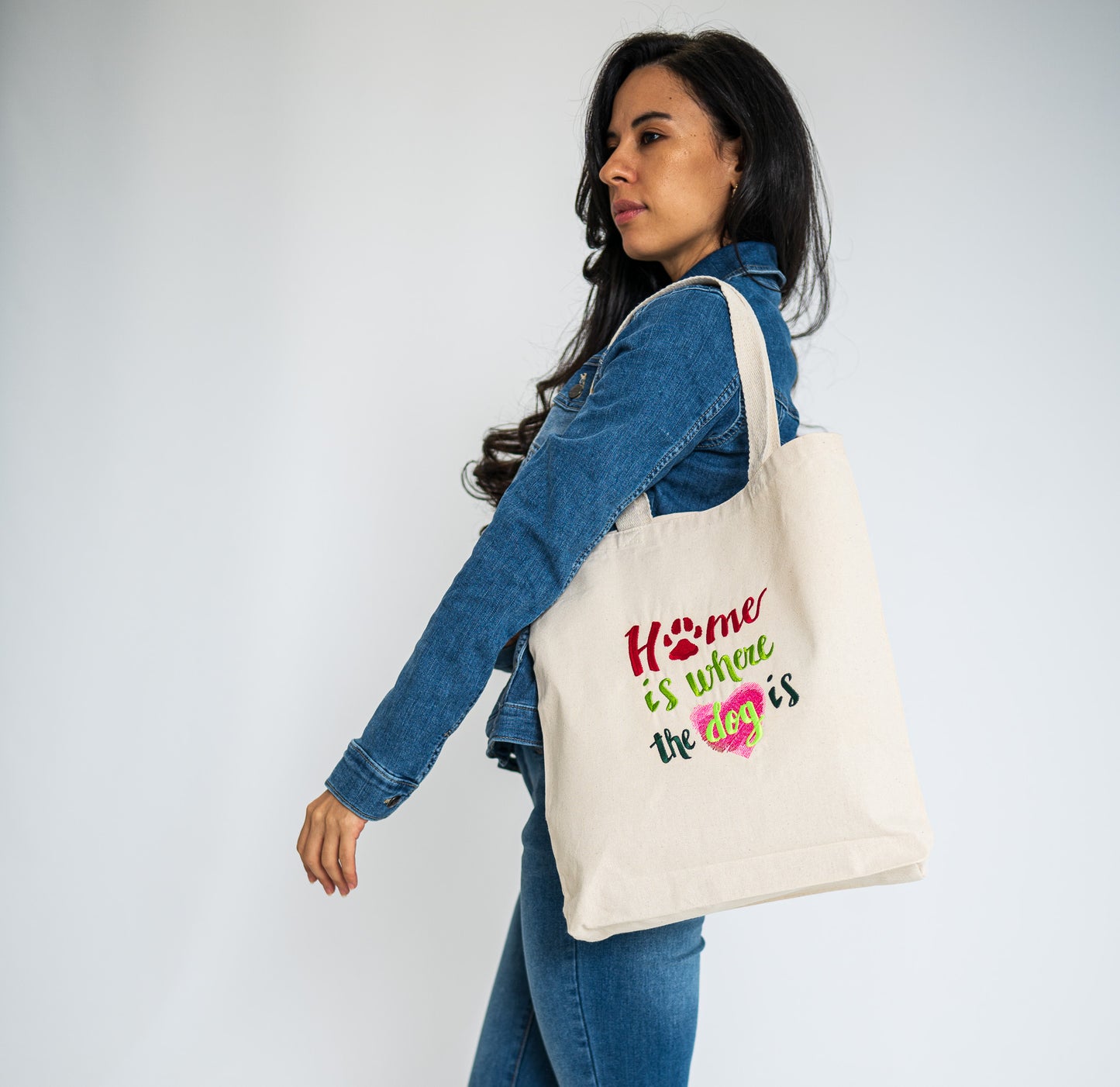 Home is Where The Dog is White Large Canvas Tote Bag