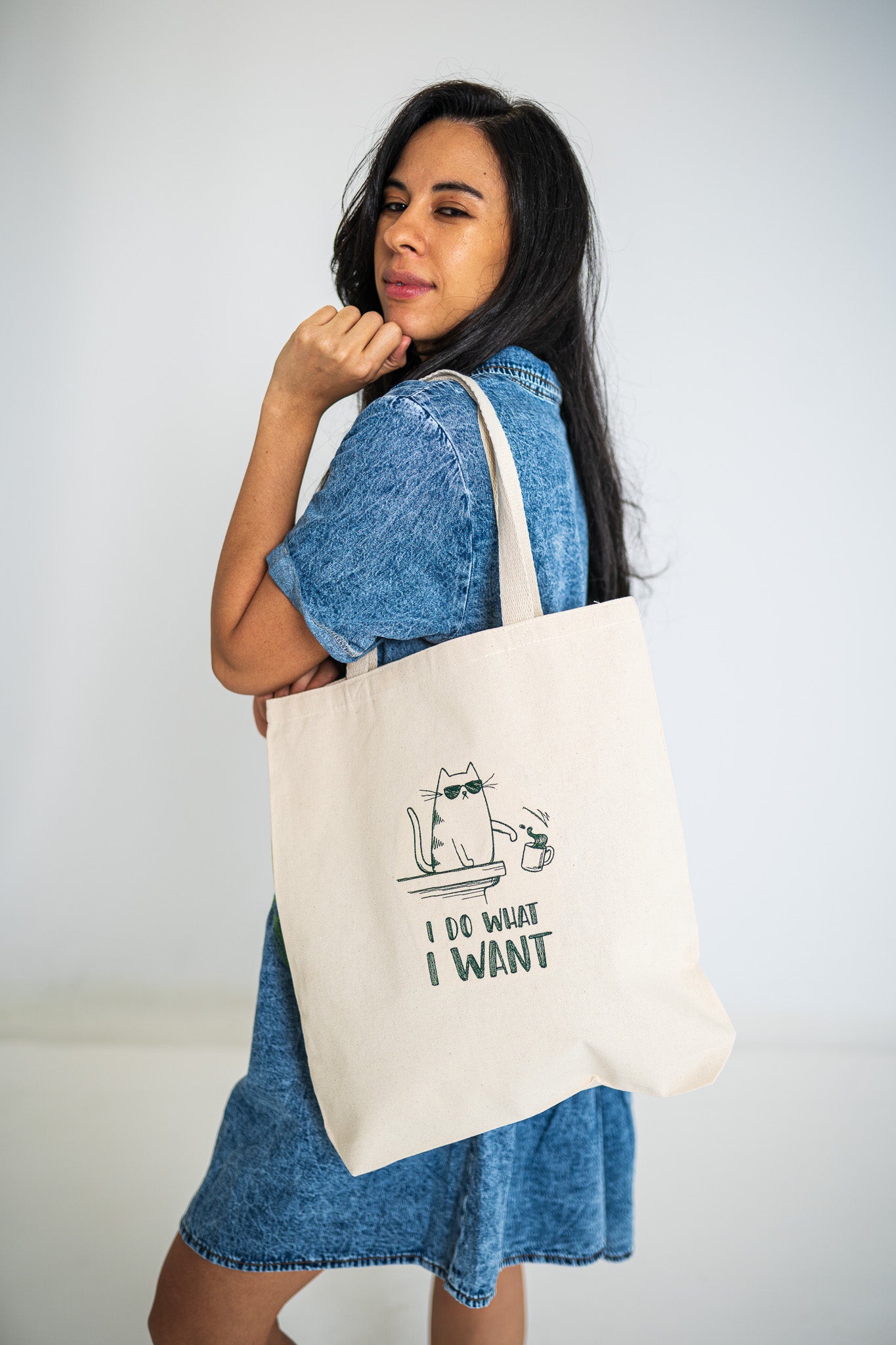 I do What I Want White Large Canvas Tote Bag