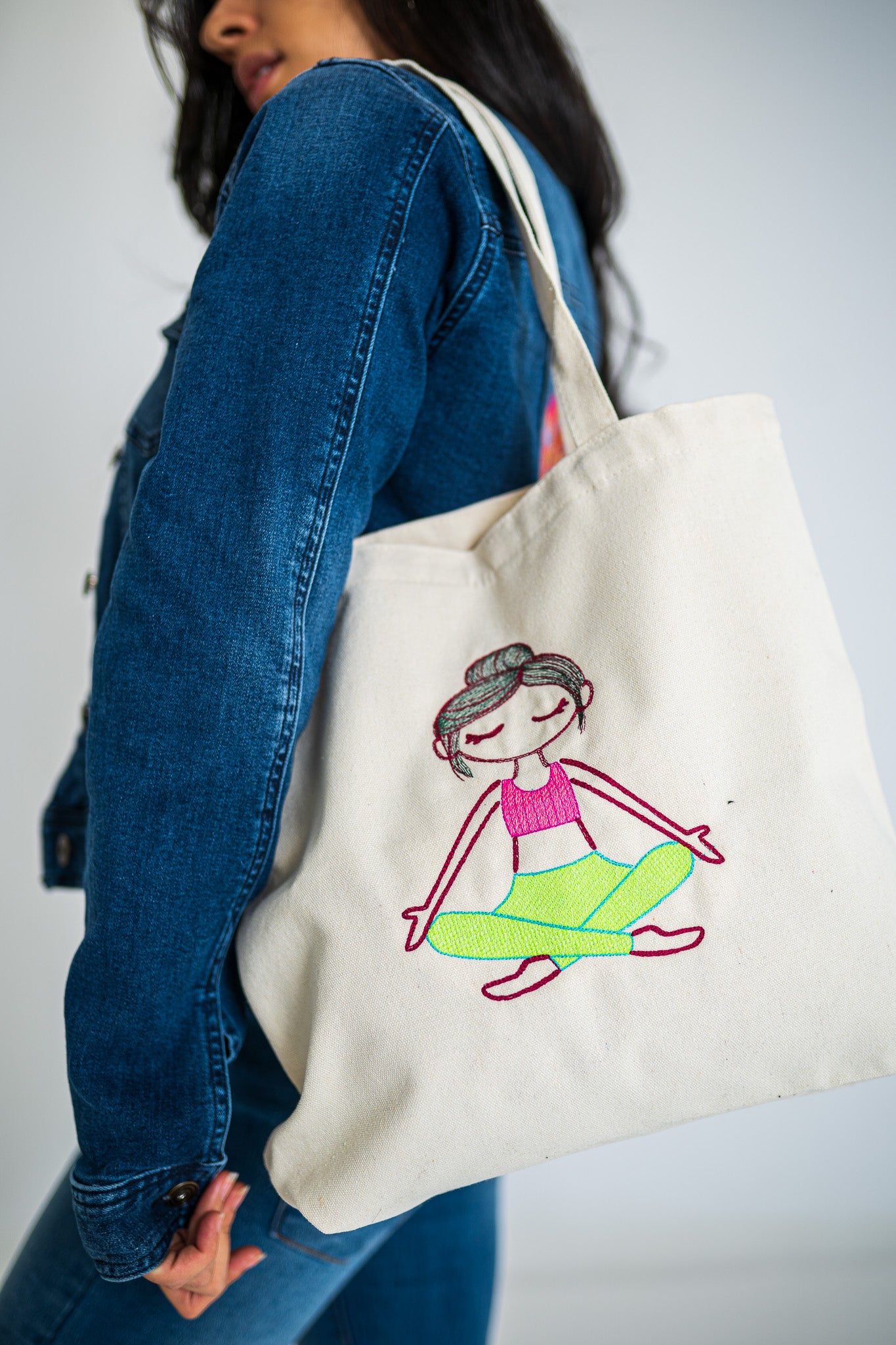 Namaste Beauty White Medium Canvas Tote Bag