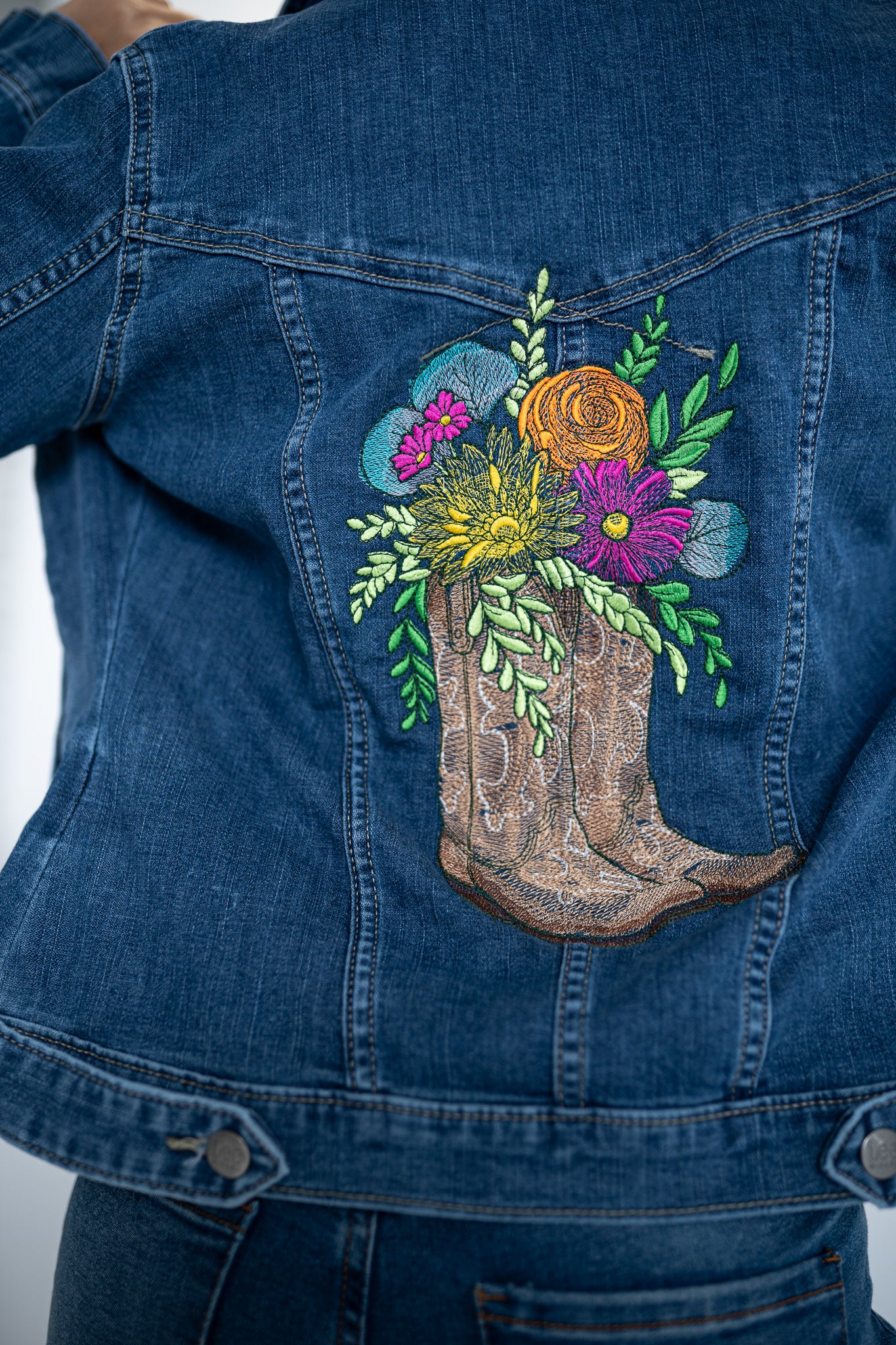 Country Cowboys Boots Bouquet Ladies' Denim Jacket