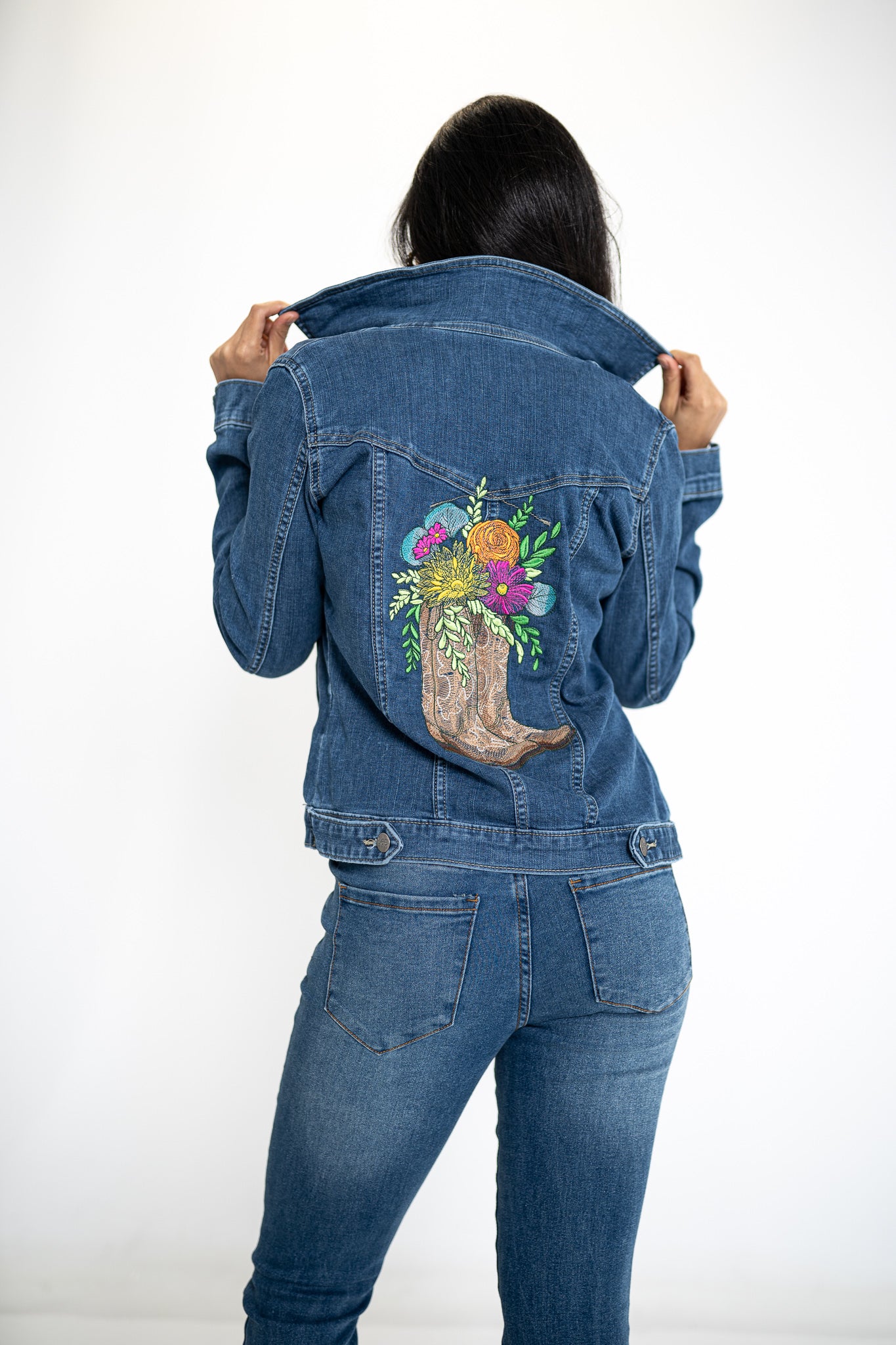 Country Cowboys Boots Bouquet Ladies' Denim Jacket
