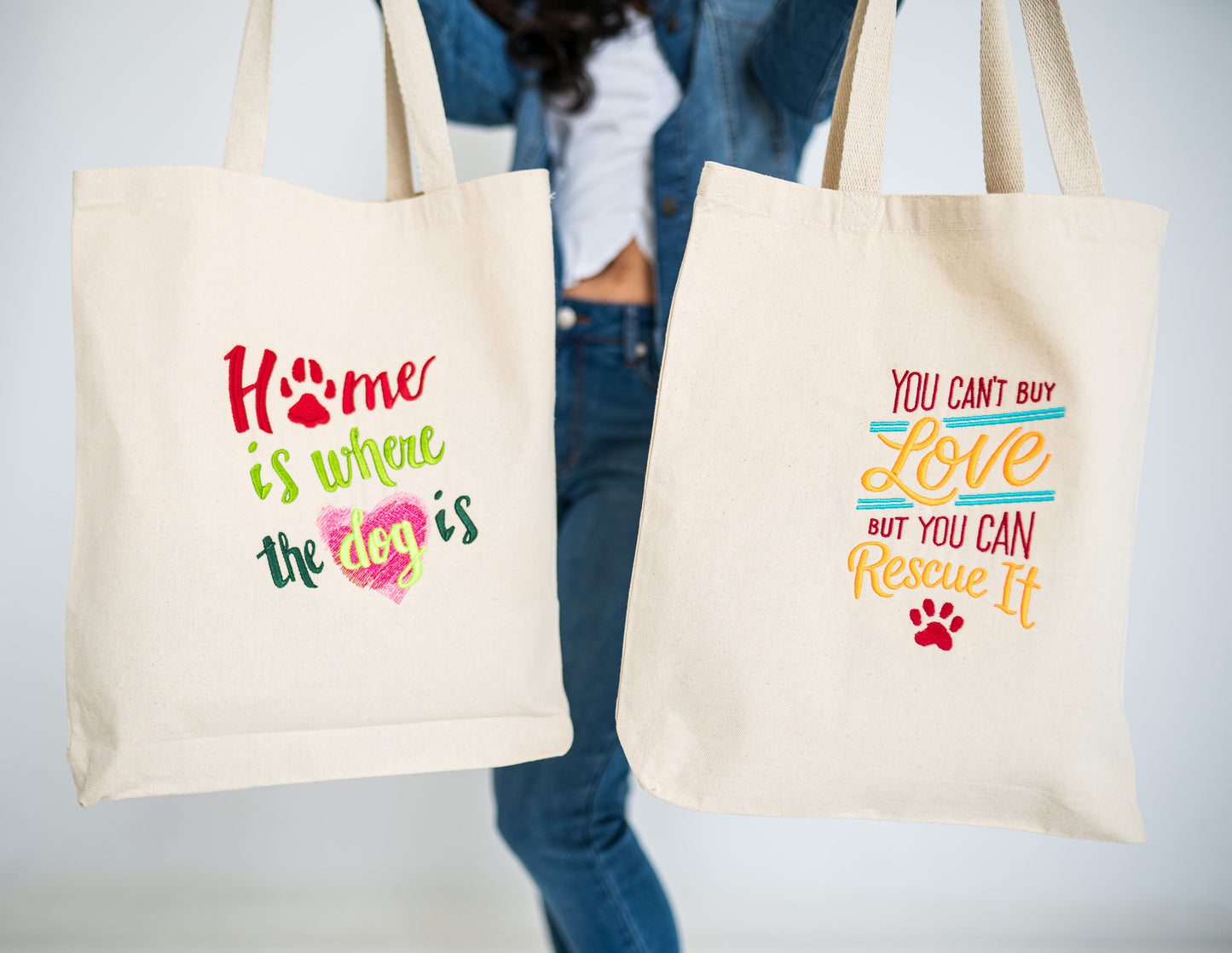Home is Where The Dog is White Large Canvas Tote Bag