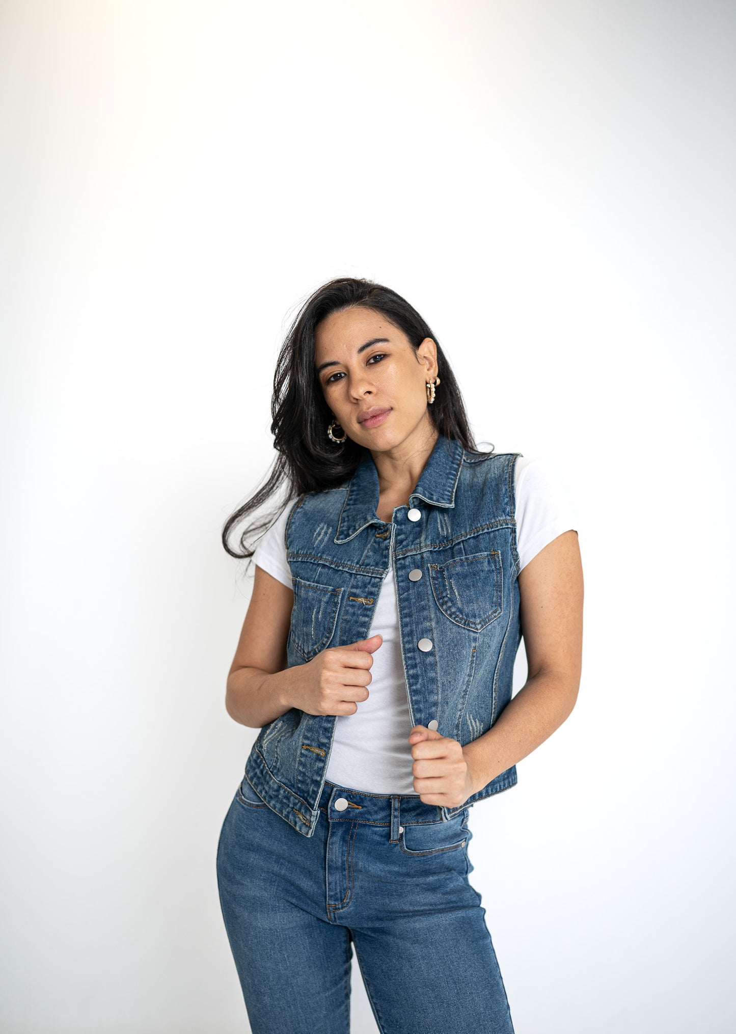 Painted Rose Denim Vest
