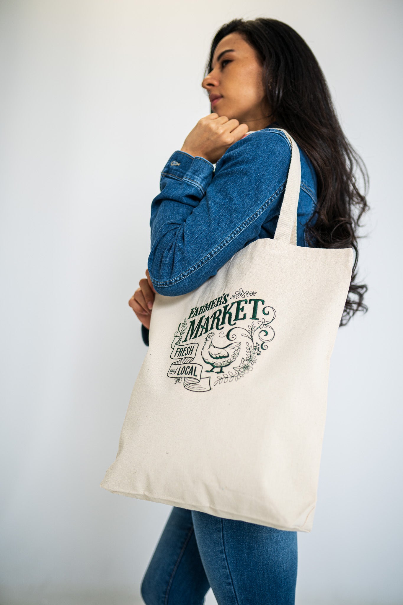 Farmers Market Sign White Large Canvas Tote Bag