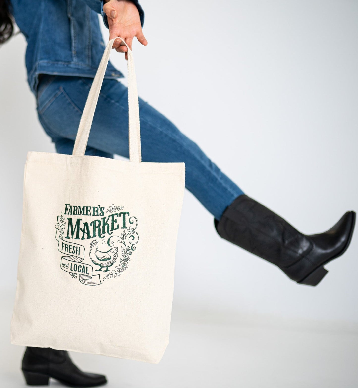 Farmers Market Sign White Large Canvas Tote Bag