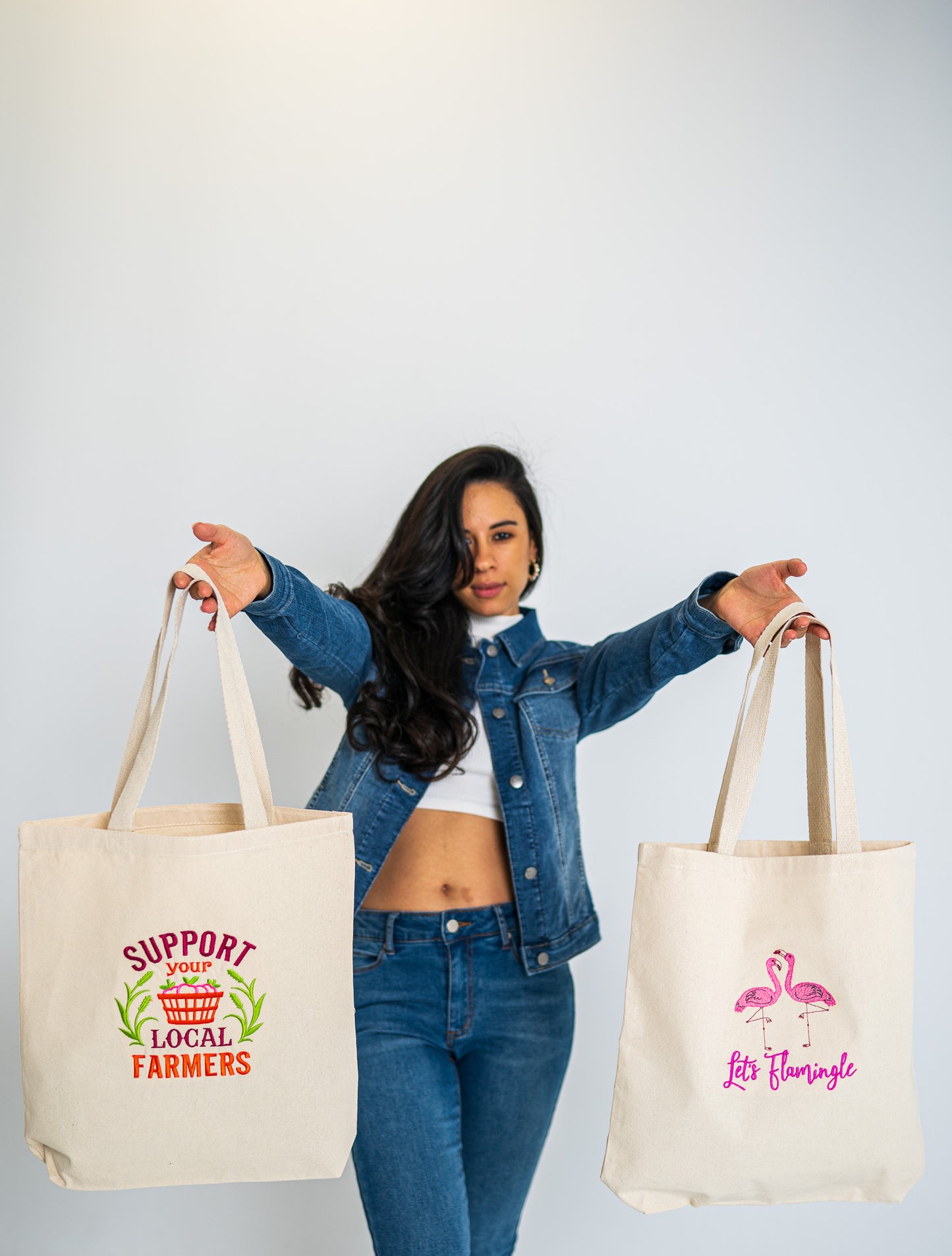 Support Your Local Farmers White Large Canvas Tote Bag
