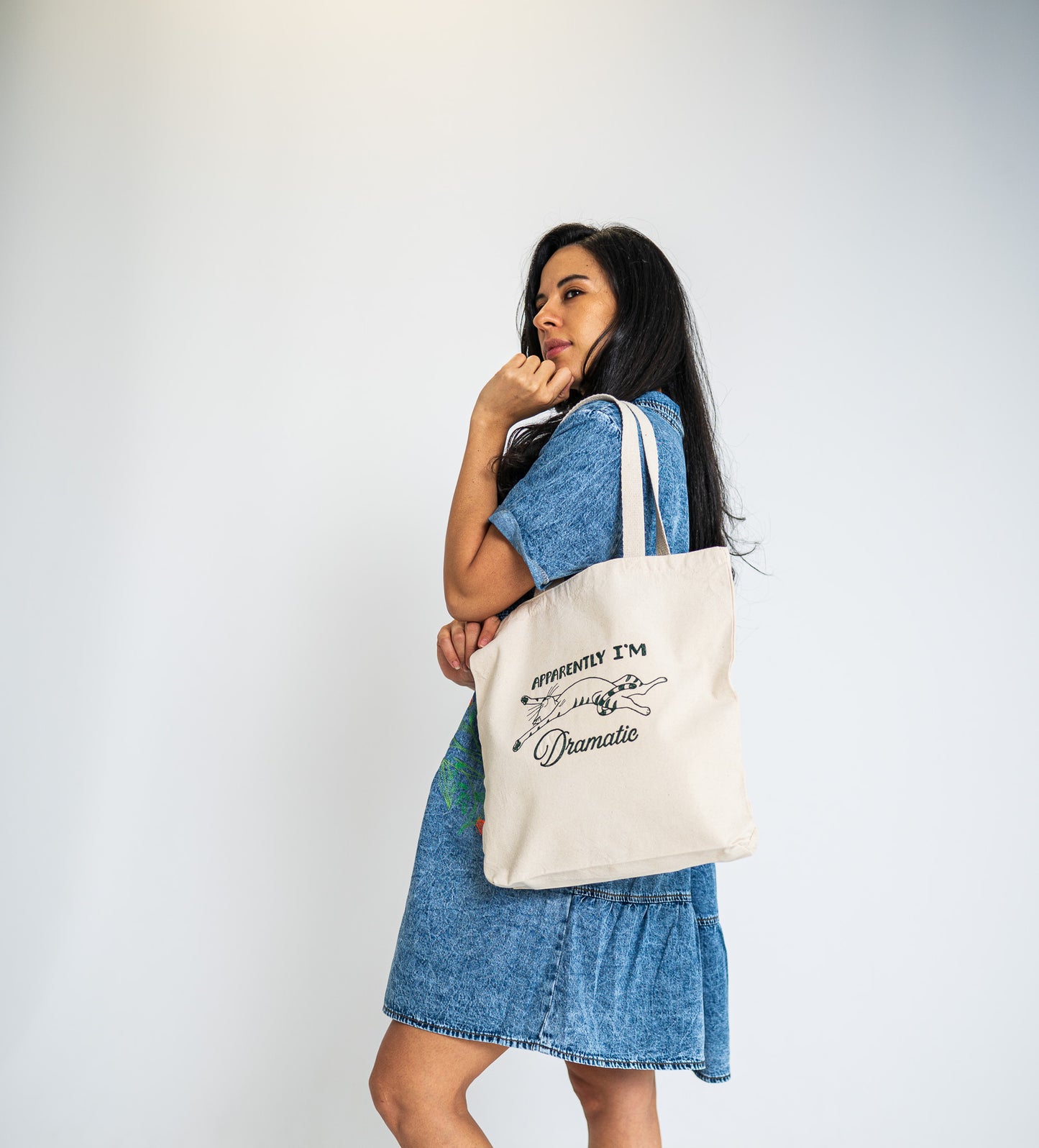 Apparently I'm Dramatic White Large Canvas Tote Bag