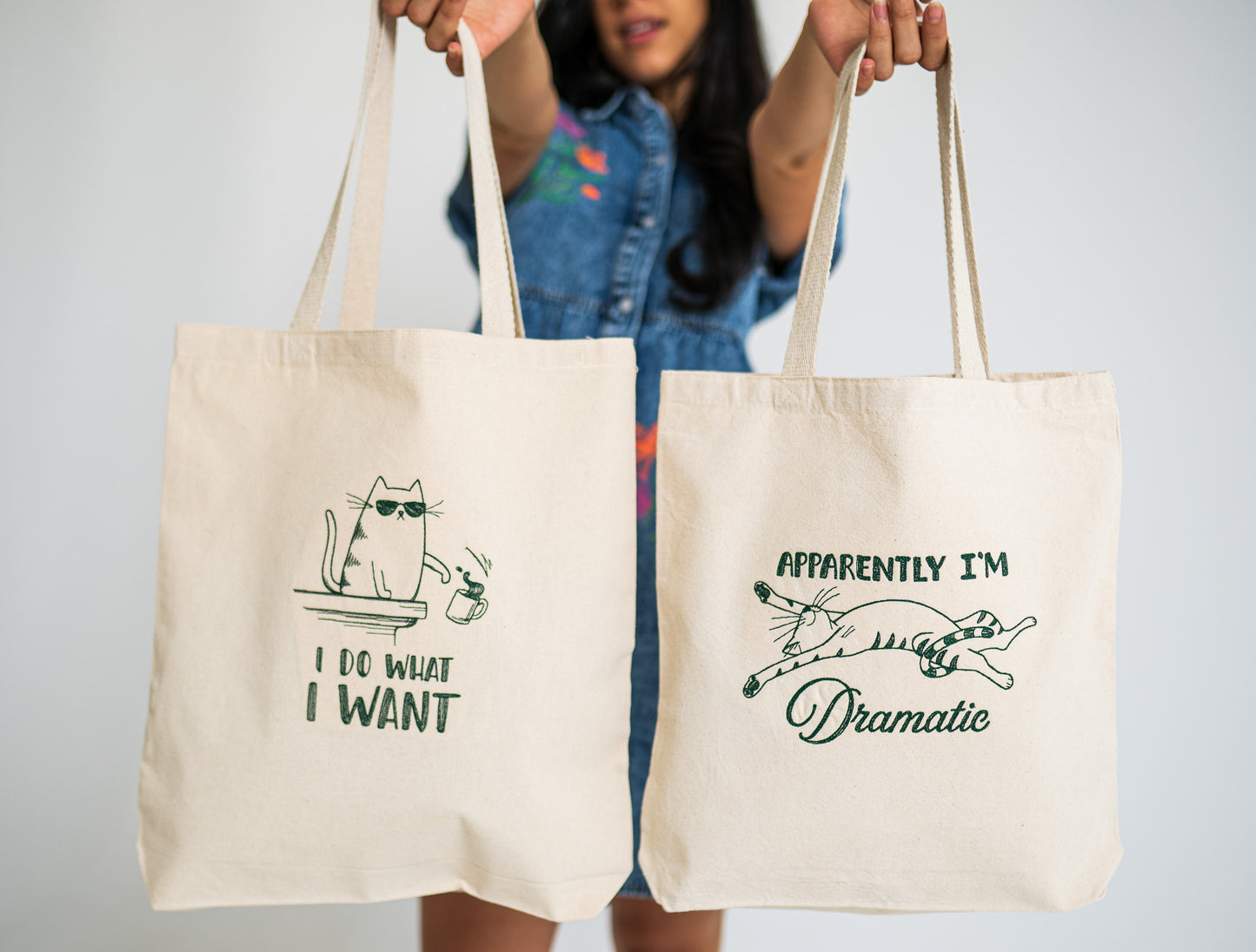 I do What I Want White Large Canvas Tote Bag