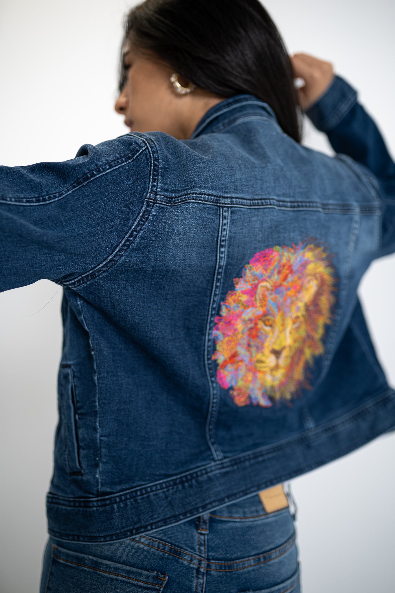 Lion In Flowers Ladies' Denim Jacket