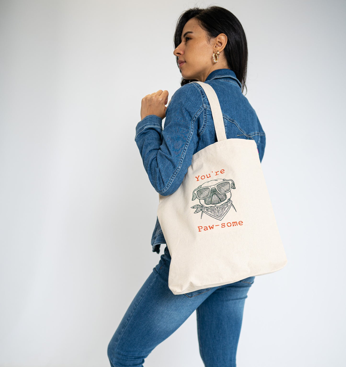 You're Pawsome White Large Canvas Tote Bag