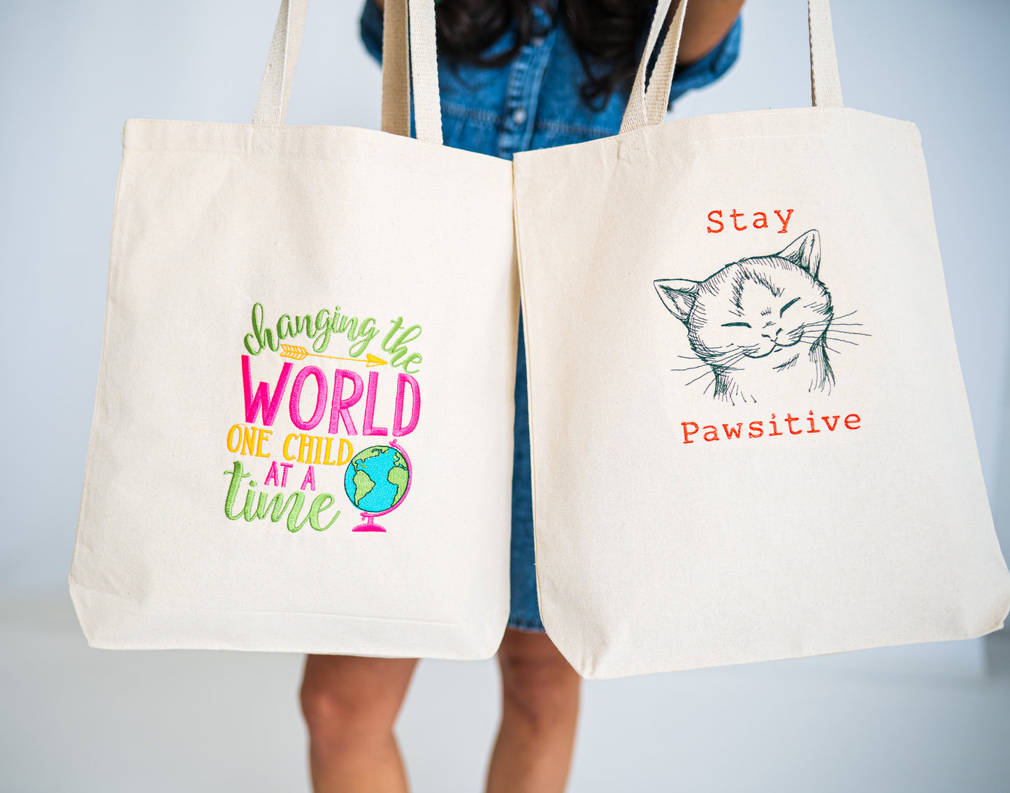 Change The World White Large Canvas Tote Bag