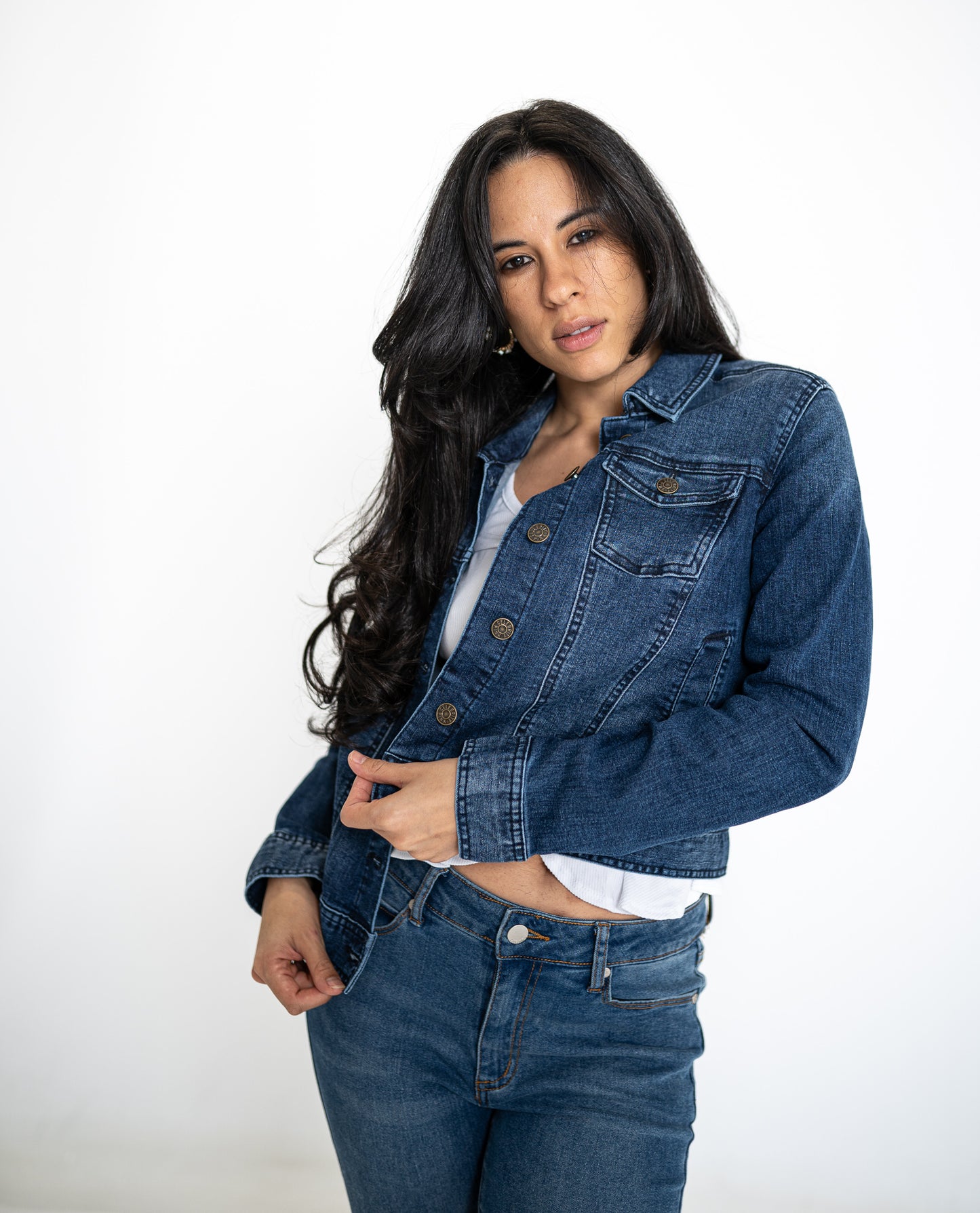 Lovely Hollyhock Bouquet and Flowers Ladies' Denim Jacket by Celebrity Pink