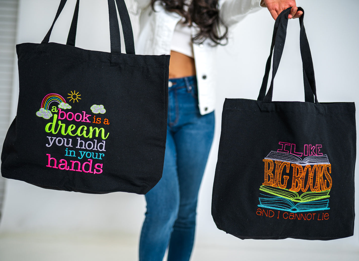 Book is A Dream Black Medium Canvas Tote Bag