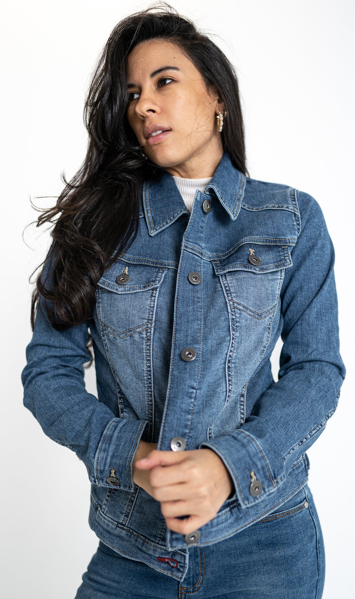 Tiger in Cherry Blossoms Ladies' Denim Jacket