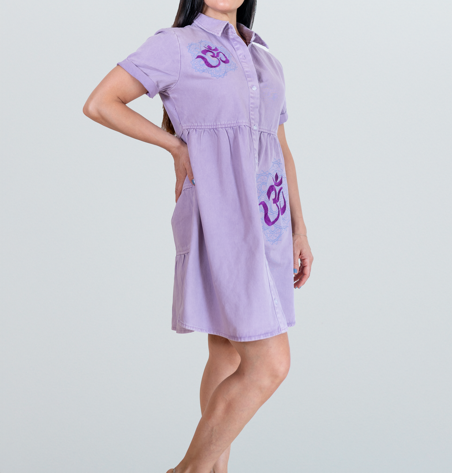 Om Purple Denim Dress