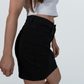 Rose Bouquet Black Denim Mini Skirt