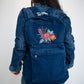 Dazzling Wild Rose Bouquet Dark Blue Denim Backpack