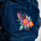 Dazzling Wild Rose Bouquet Dark Blue Denim Backpack