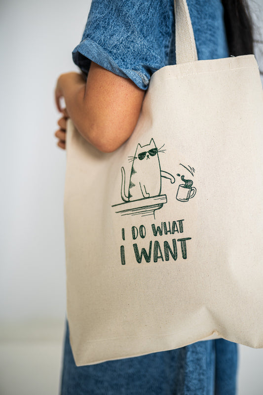 I do What I Want White Large Canvas Tote Bag
