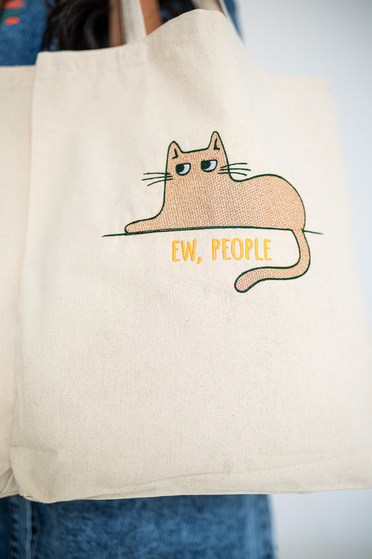 Ew, People White Large Canvas Tote Bag
