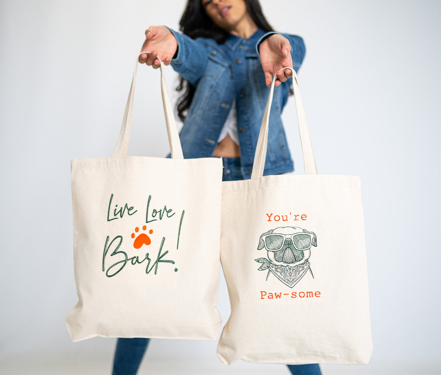 You're Pawsome White Large Canvas Tote Bag