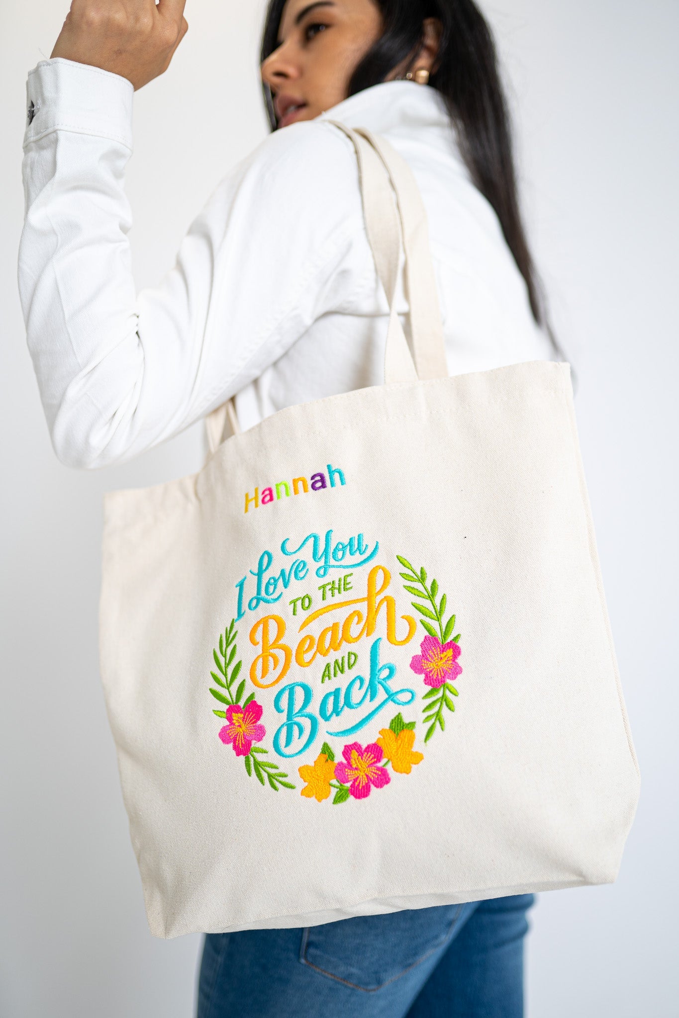 I Love You To The Beach and Back White Medium Canvas Tote Bag