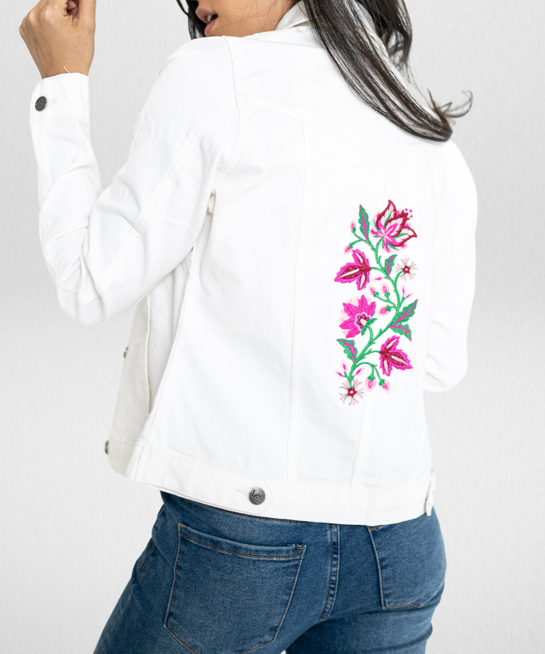 Jacobean Blazing Bloom Spray Ladies' Denim Jacket