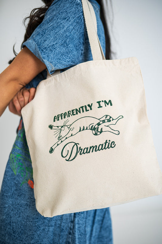 Apparently I'm Dramatic White Large Canvas Tote Bag