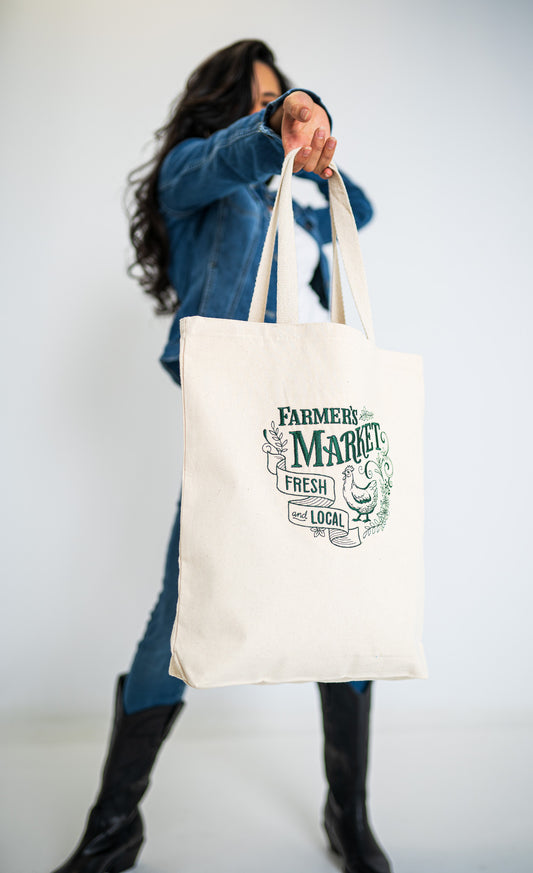 Farmers Market Sign White Large Canvas Tote Bag