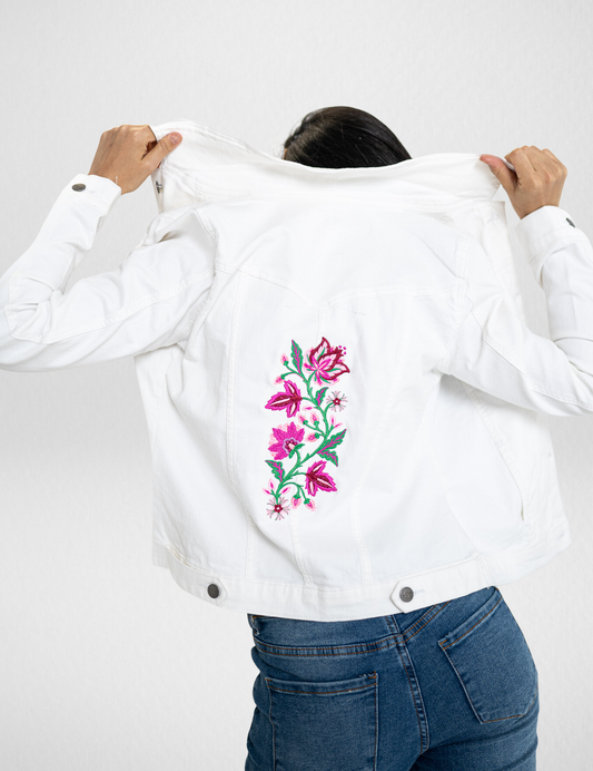 Jacobean Blazing Bloom Spray Ladies' Denim Jacket