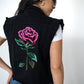 Romantic Rose Black Denim Vest